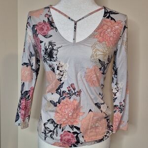 Guess Floral Long Sleeve Top - Pink, Cream, Black